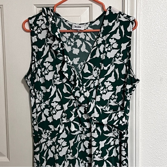 LEOTA Felicity Sleeveless Green Floral Faux Wrap Dress - size Extra Large Summer - Picture 2 of 6